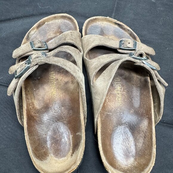 Birkenstock Birkis Florida Brown Tan 3 Buckle Strap Sandals Womens 37(6.5) - Picture 5 of 7